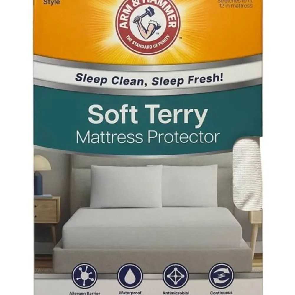 Arm & Hammer Twin/Twin XL Mattress Protector Soft Terry Feel NEW